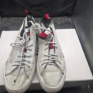 Converse White and Red Mesh High-Tops Men Size 9.5